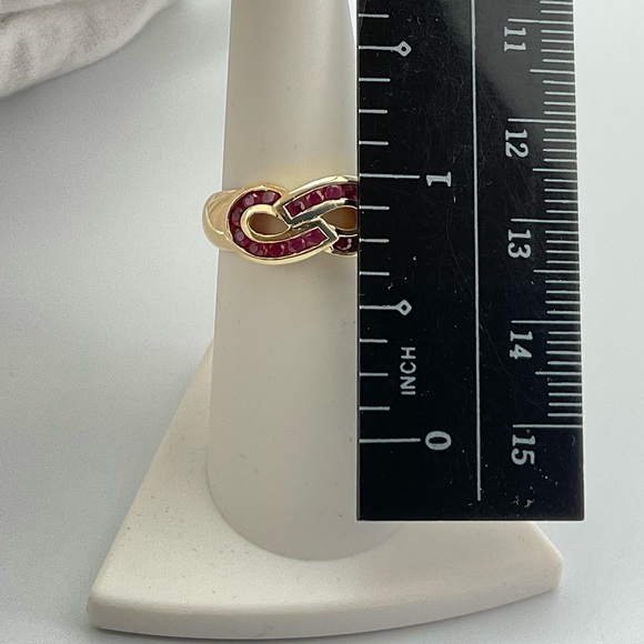 Infinity Ring, Genuine Ruby and 14Kt Yellow Gold, Size 6 - Picture 11 of 12